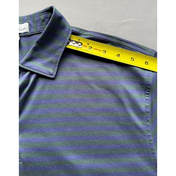 Peter Millar Polo Shirt Men Large Blue Striped 100% Cotton Golf WM Phoenix Open - Picture 4 of 14